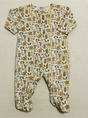 Zutano Organic Cotton One Piece Snap Front Woodland Forest Animals Infant 0-6mo